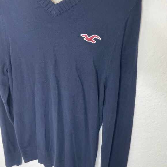 VTG Hollister Classic Navy Blue Knitted Sweater W/Icon Logo unisex Y2K 2000s - Picture 5 of 6